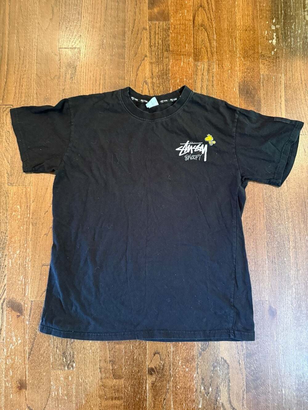 Stussy Snoopy World Famous Beagle Graphic Black T-Shirt Sz S